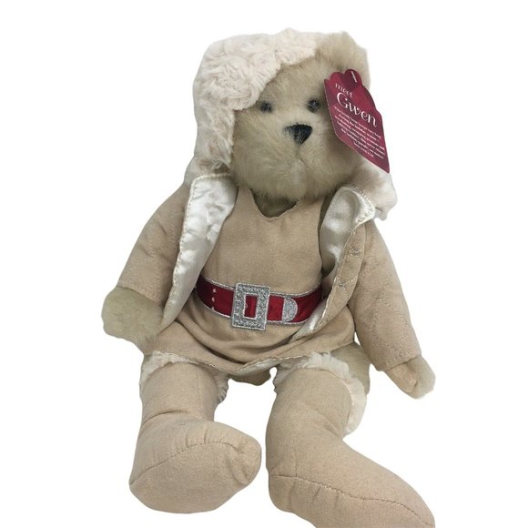 Gwen Teddy Bear Jointed Plush Dress Winter Knit Outfit Stuffed Animal 17" Tags - Picture 1 of 12